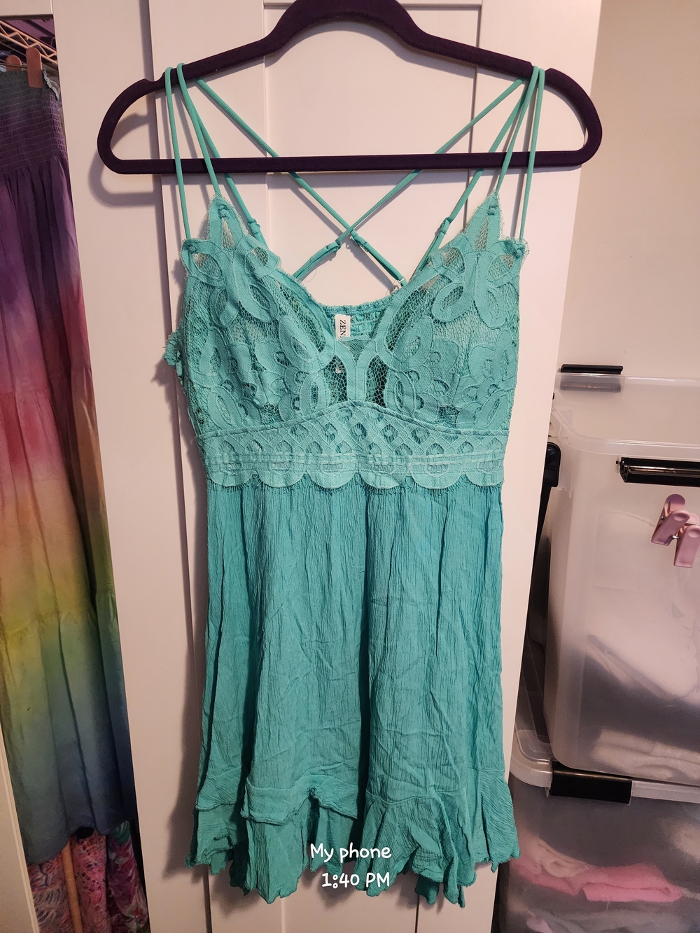 Zenana Outfitters Aqua Lace Bodice Dress